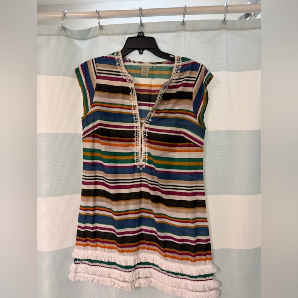 Beach wear Bleu Rod Beattie Multicolor Striped Cap Sleeve Tunic